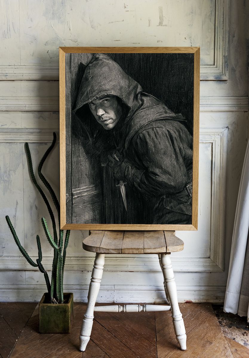 Hooded Assassin Sketch Poster. room preview
