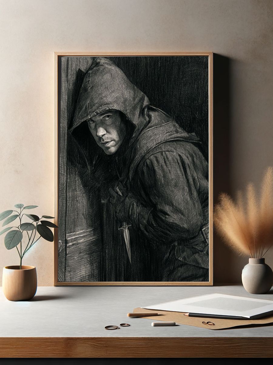 Hooded Assassin Sketch Poster. — room view 2