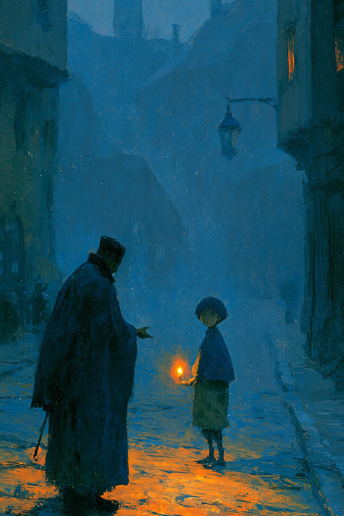 Lantern Alley Scene Illustration Poster. poster — illustration art