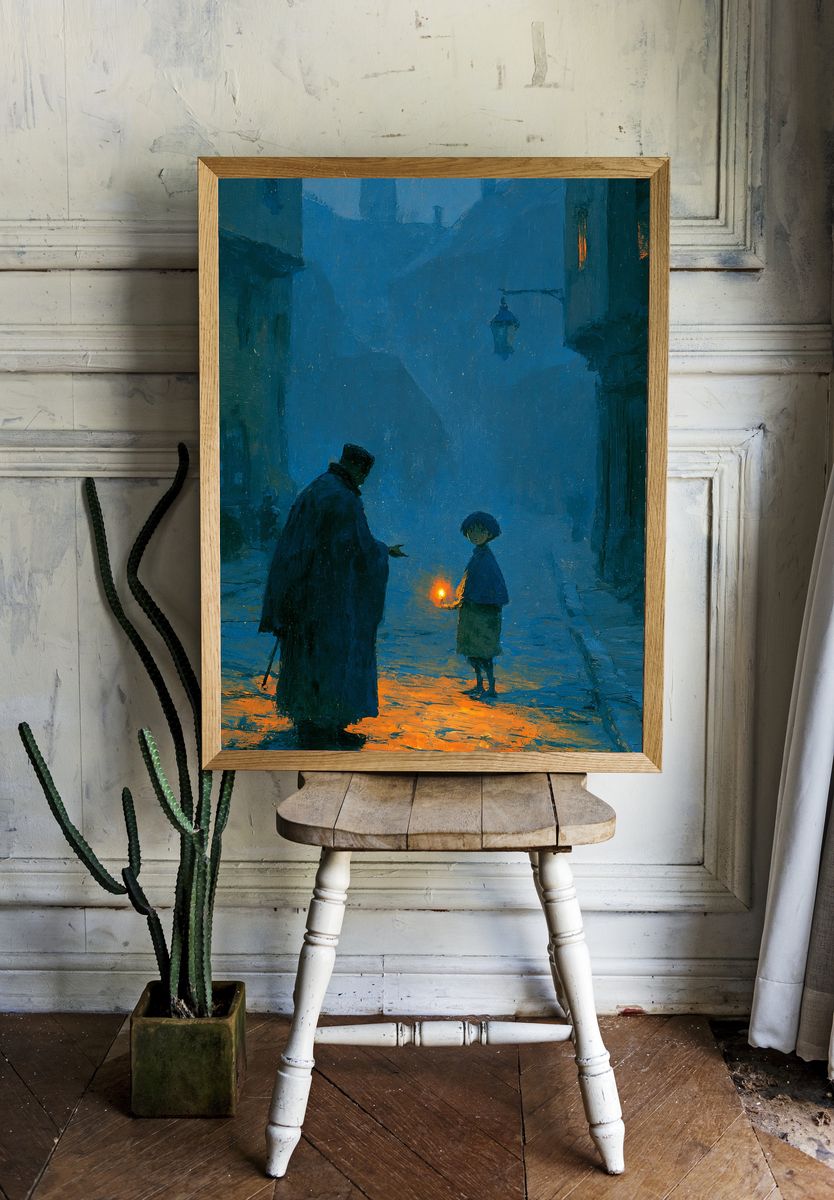 Lantern Alley Scene Illustration Poster. room preview