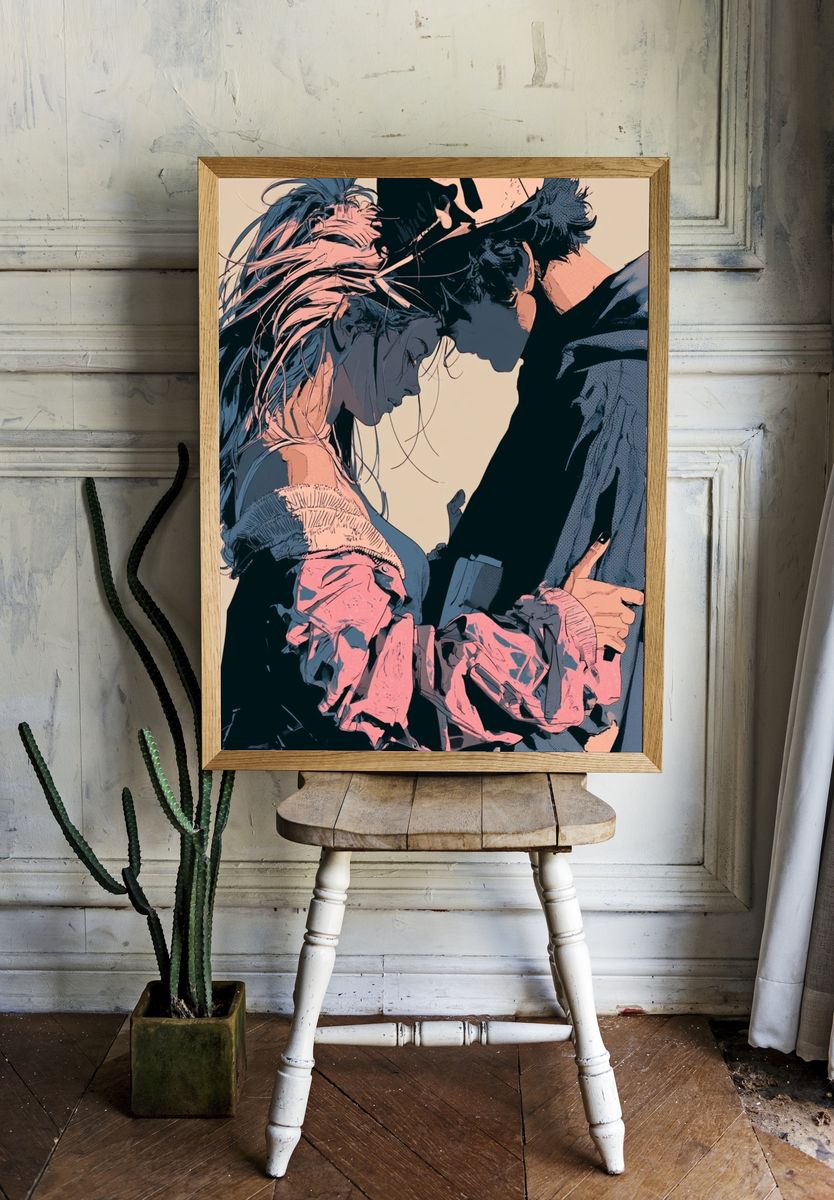 Intimate Couple Illustration Poster. room preview