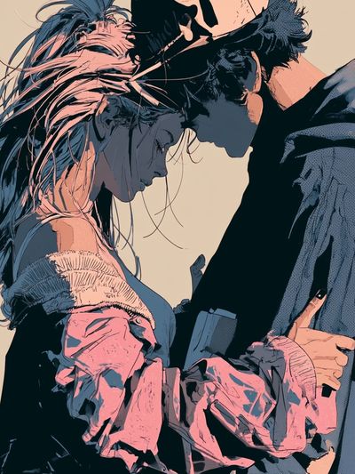 Intimate Couple Illustration Poster.