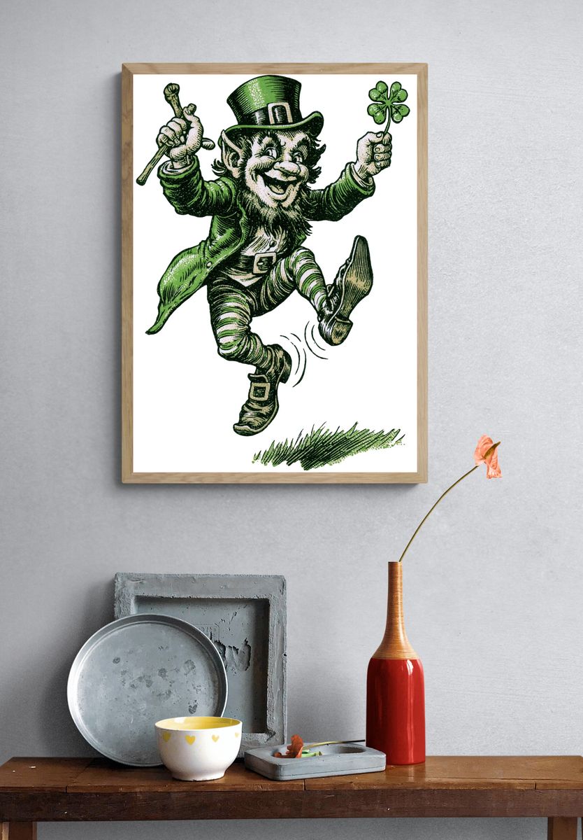 Lucky Leprechaun Illustration Poster. — room view 3