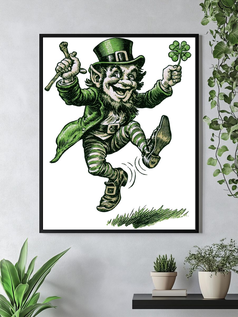 Lucky Leprechaun Illustration Poster. — room view 4