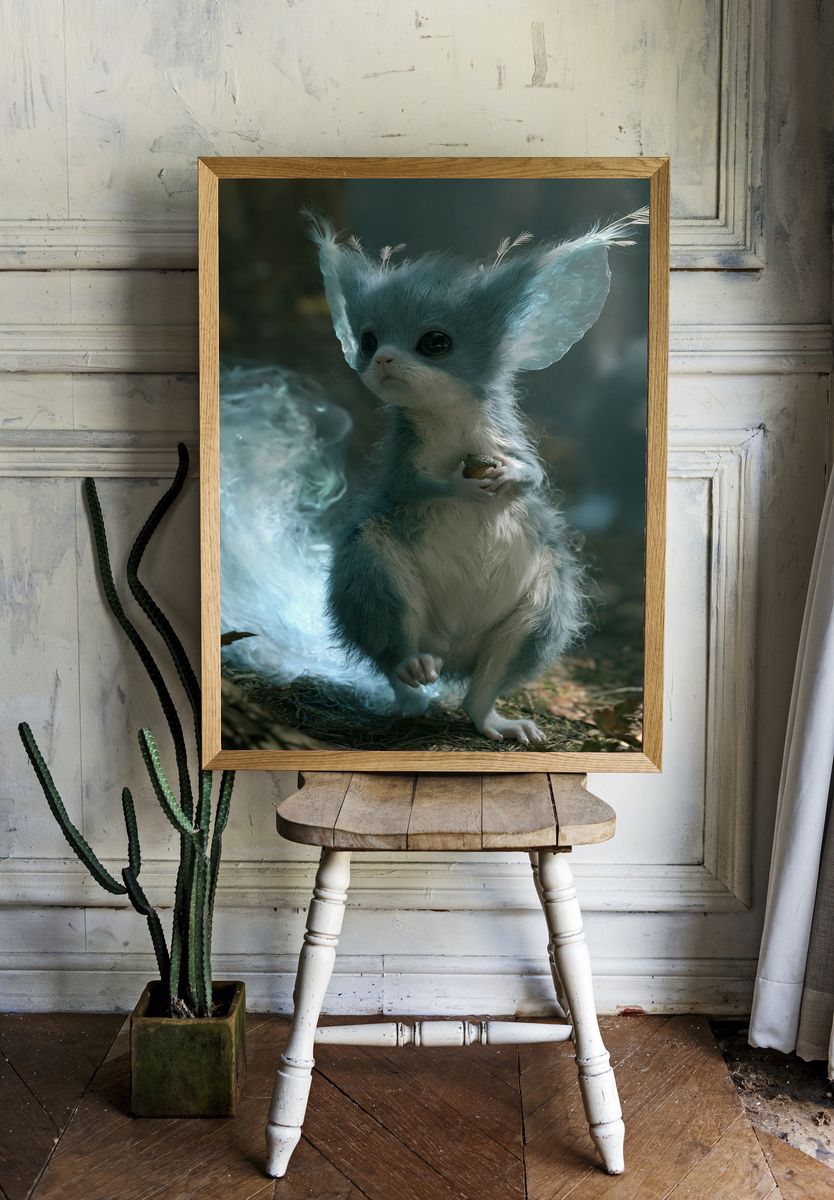 Fantasy Baby Creature Portrait Print. room preview