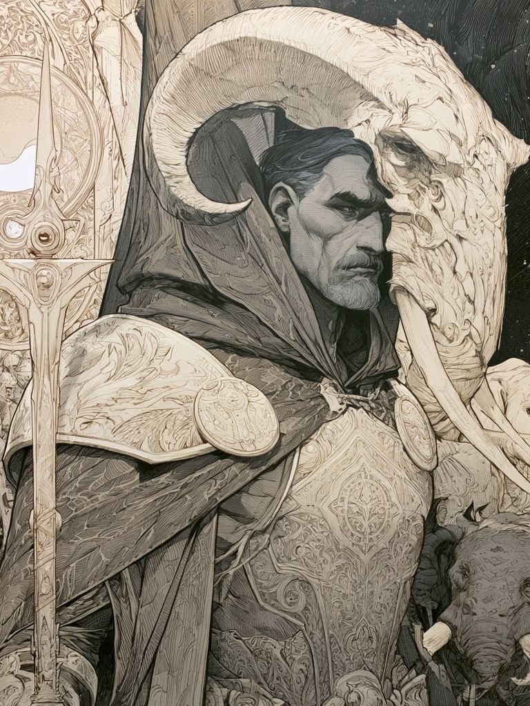 Fantasy Warrior Portrait Print. poster — illustration art