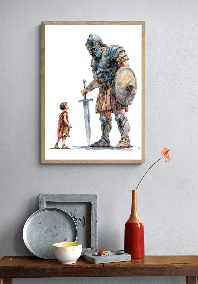 Giant and Child Watercolor Print. — room view 3