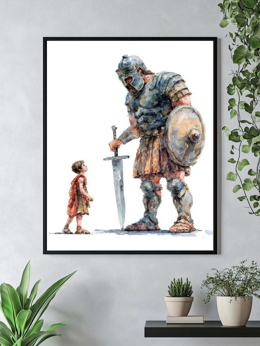 Giant and Child Watercolor Print. — room view 4