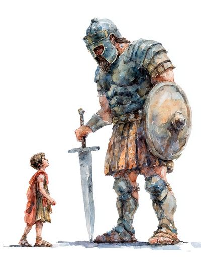 Giant and Child Watercolor Print. poster print