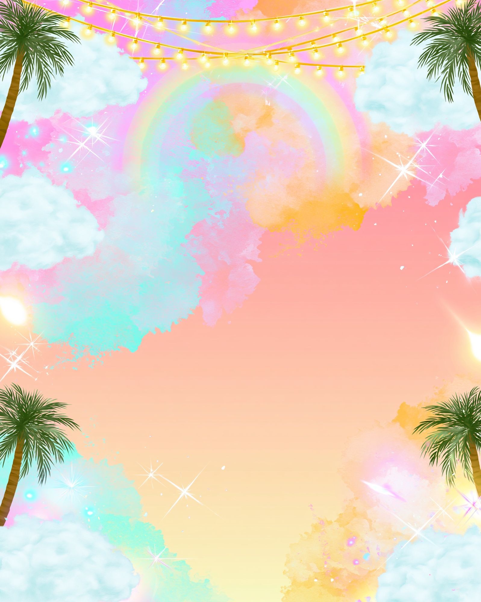 Pastel Rainbow Sky Illustration Poster. poster detail