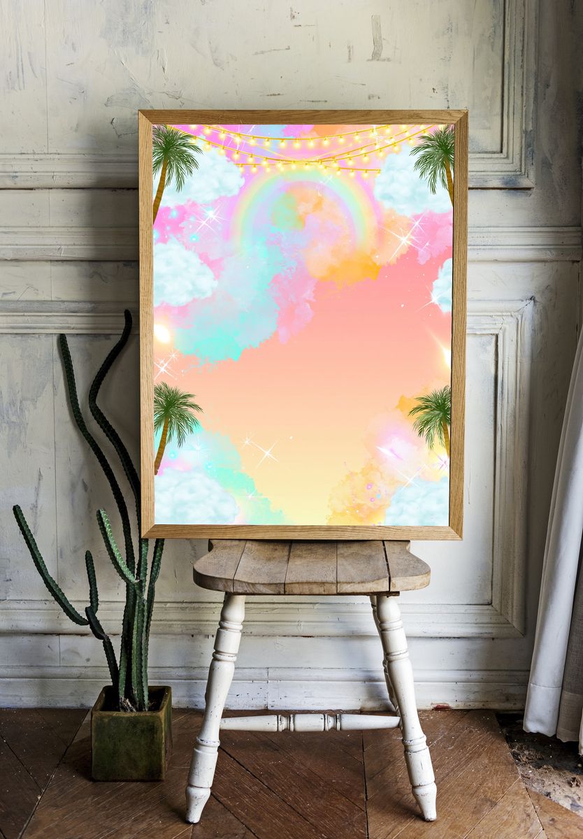 Pastel Rainbow Sky Illustration Poster. room preview