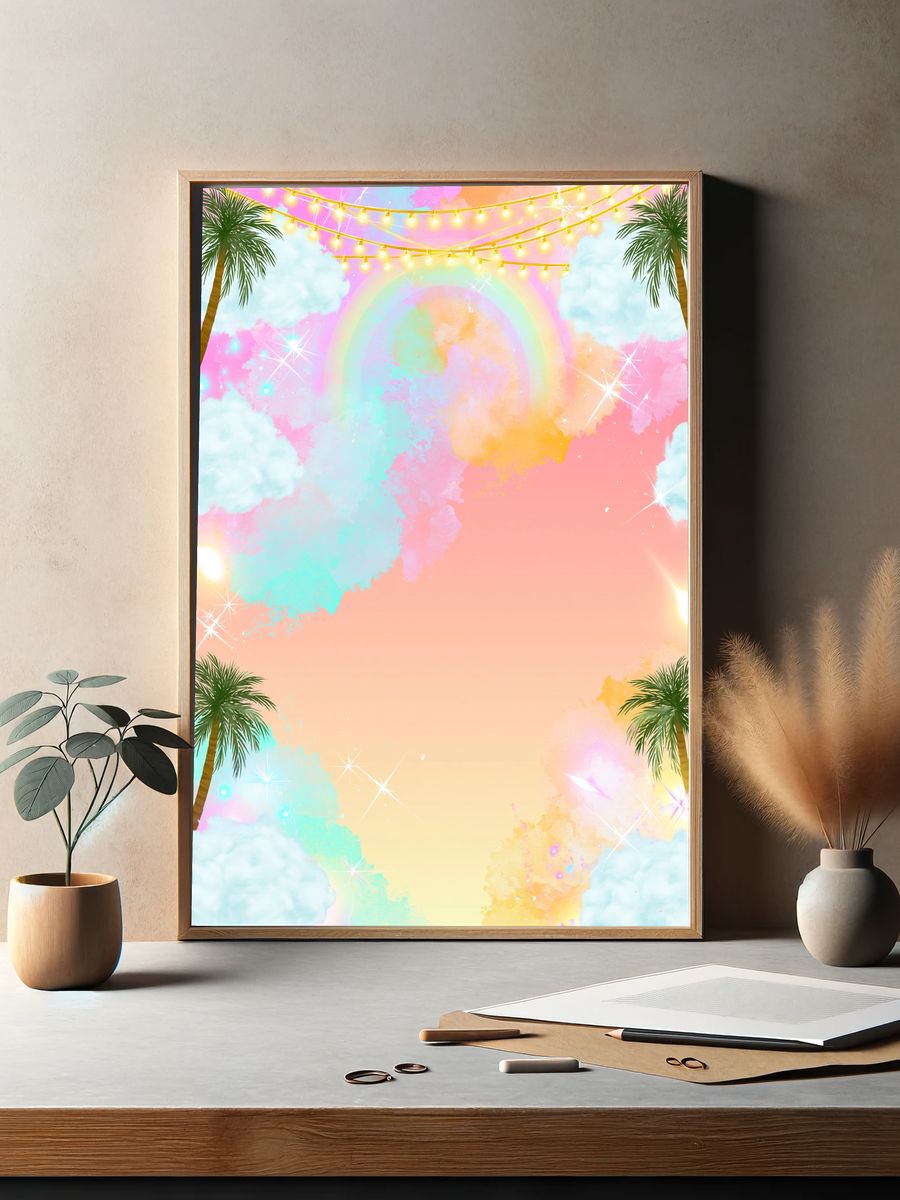 Pastel Rainbow Sky Illustration Poster. — room view 2