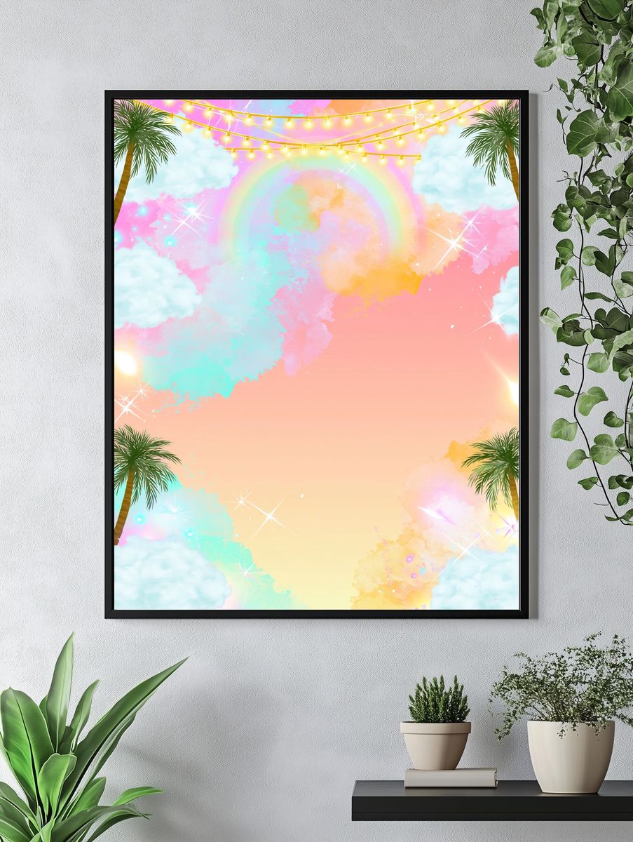 Pastel Rainbow Sky Illustration Poster. — room view 4