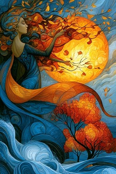 Autumn Moon Goddess Illustration Poster. poster