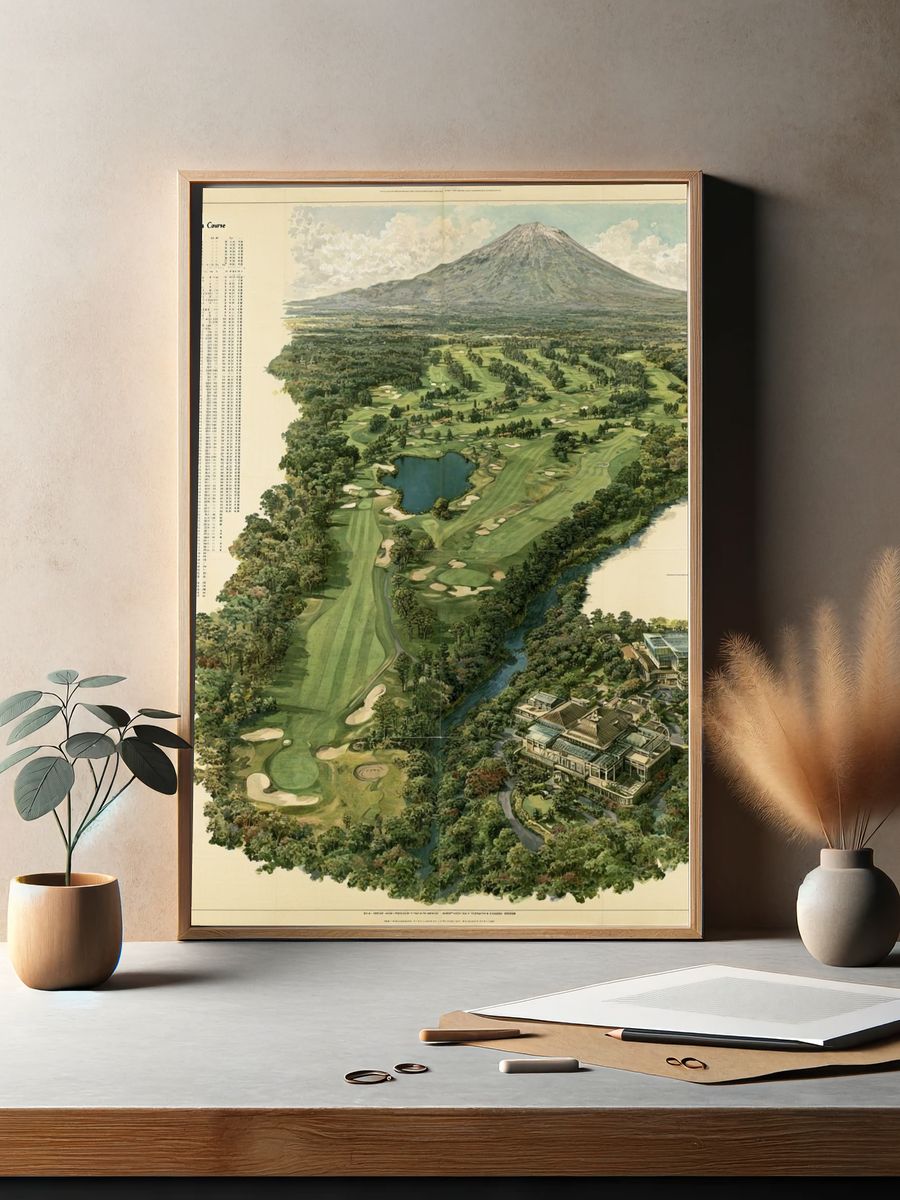 Golf Course Aerial Illustration Poster. — room view 2