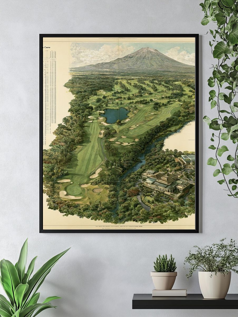 Golf Course Aerial Illustration Poster. — room view 4