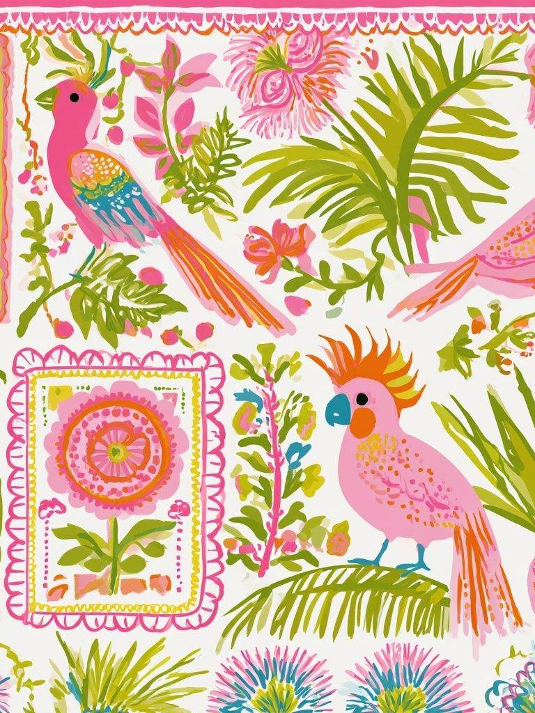 Tropical Birds Illustration Poster. poster — illustration art