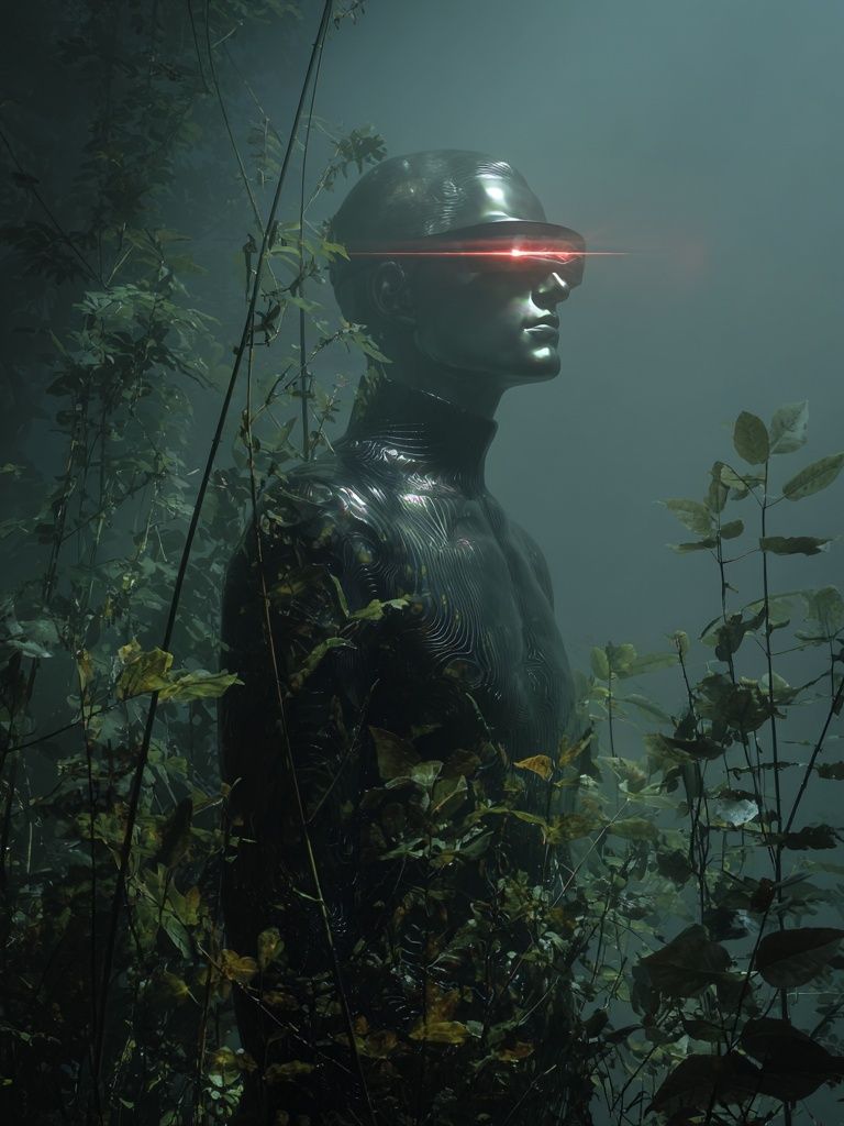 Cybernetic Forest Sentinel Poster. poster — illustration art