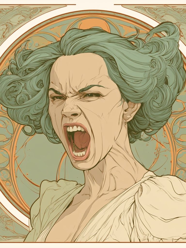 Screaming Woman Art Nouveau Poster. poster — illustration art