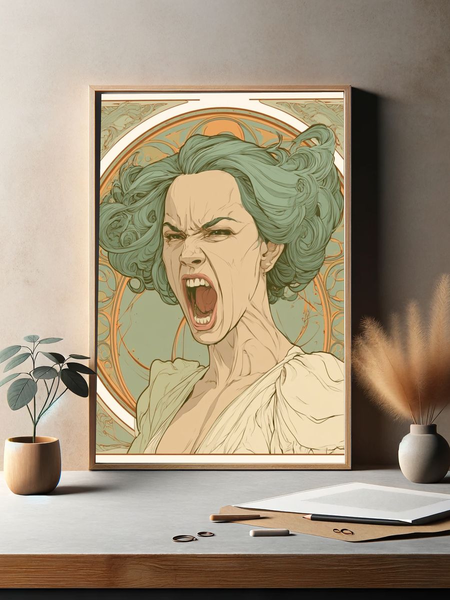 Screaming Woman Art Nouveau Poster. — room view 2
