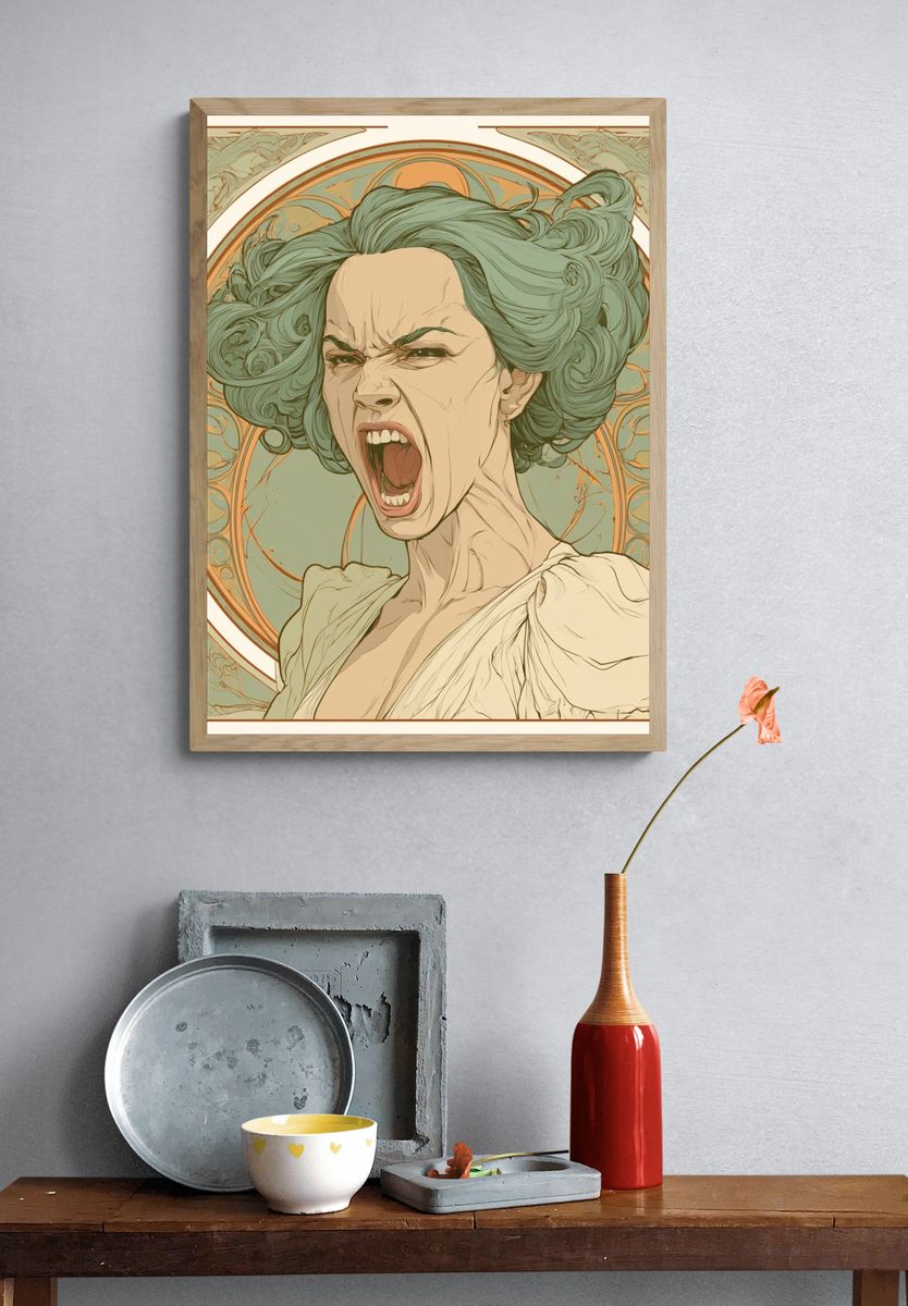 Screaming Woman Art Nouveau Poster. — room view 3