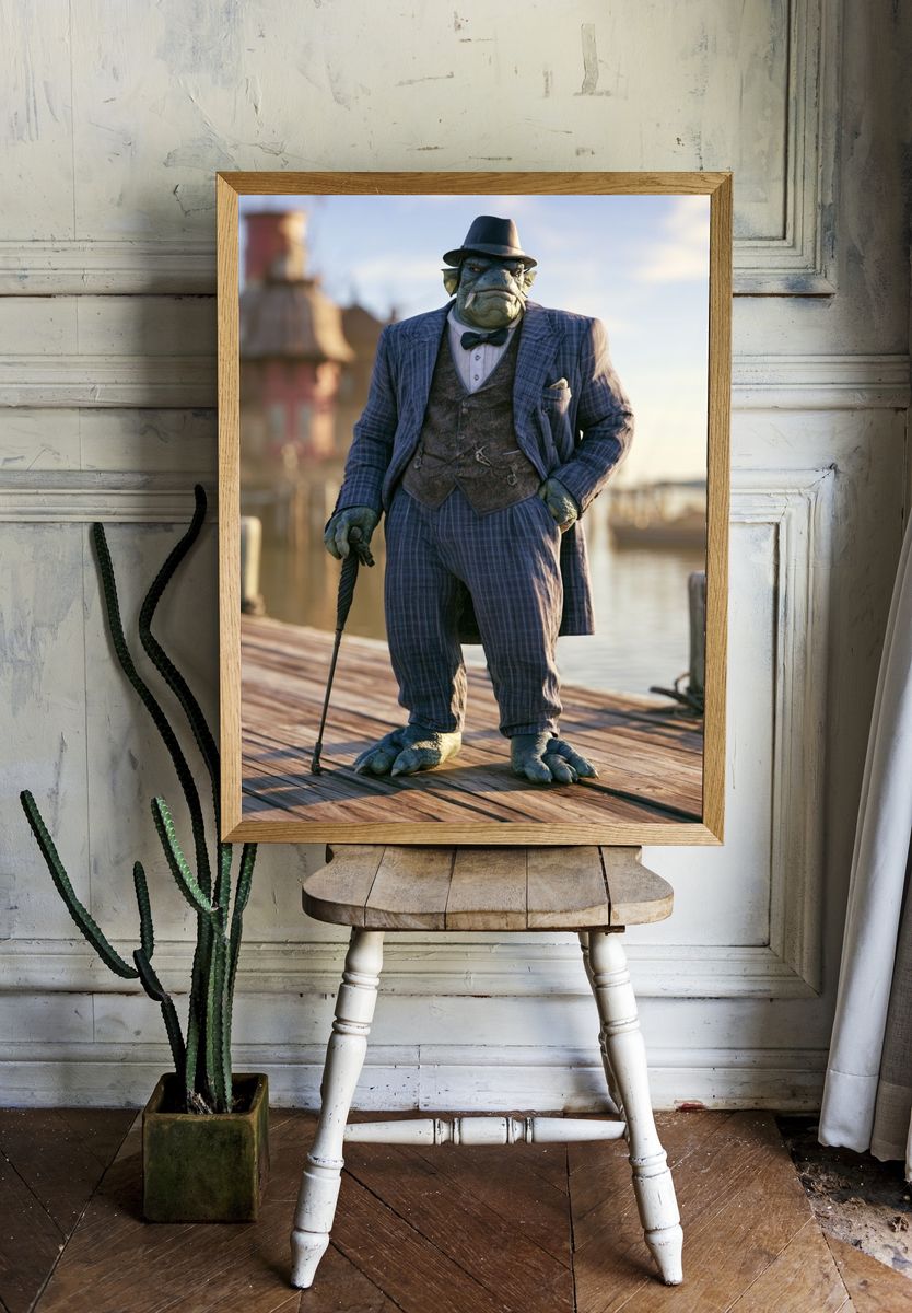 Gentleman Fishman Illustration Poster. — room view 1