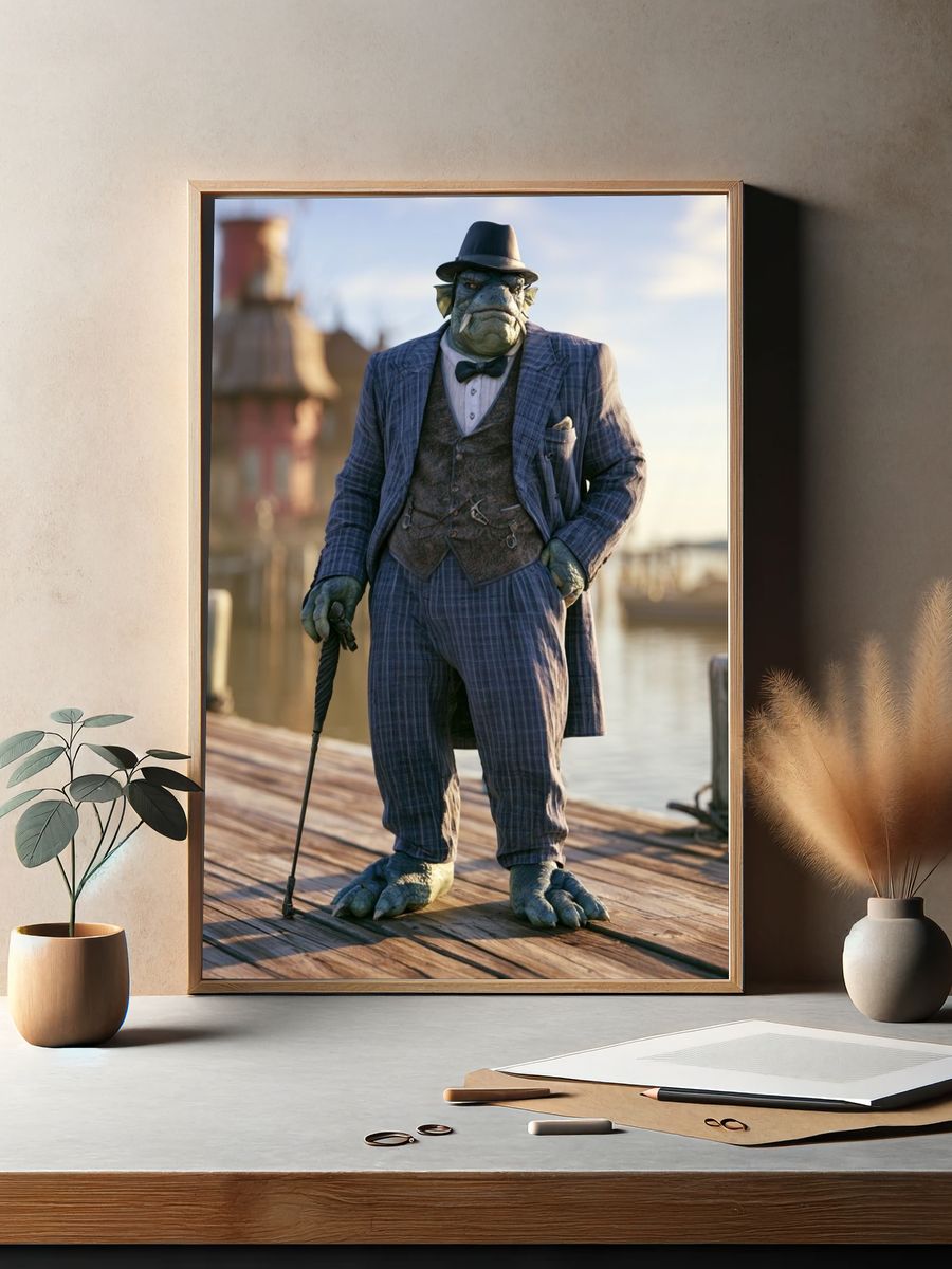 Gentleman Fishman Illustration Poster. — room view 2
