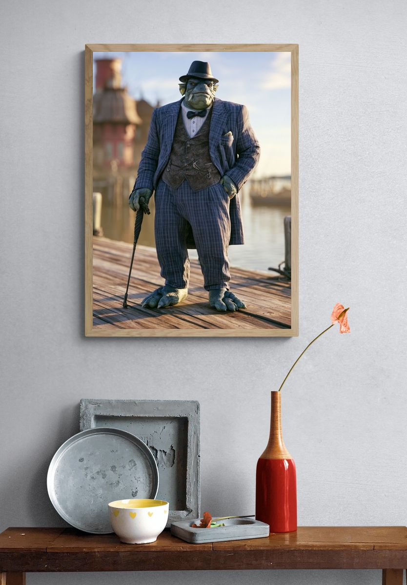 Gentleman Fishman Illustration Poster. — room view 3