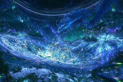 Celestial Dragon Battle Illustration Poster.