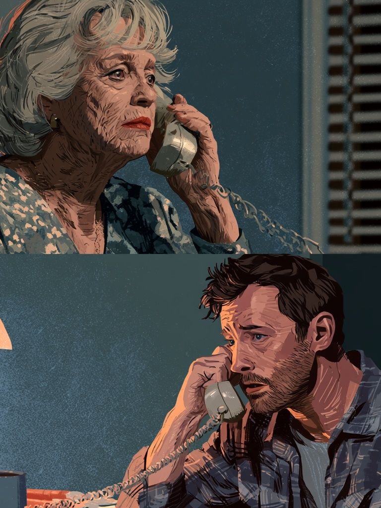 Phone Call Portrait Poster. poster — illustration art