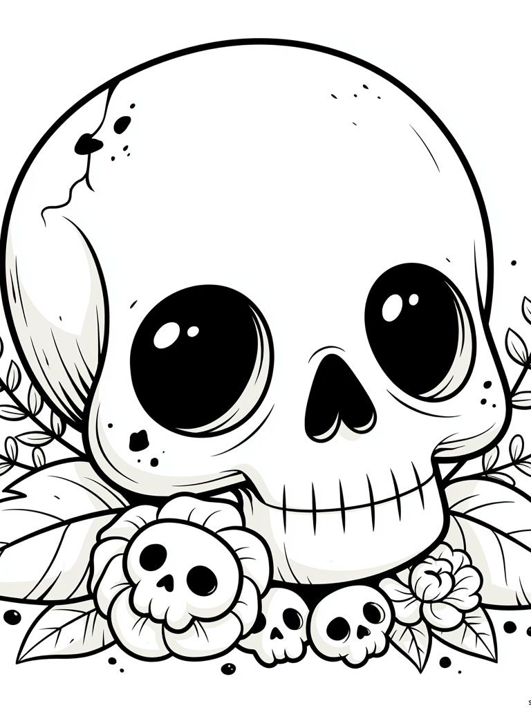 Cute Skull Line Art Poster. poster — illustration art