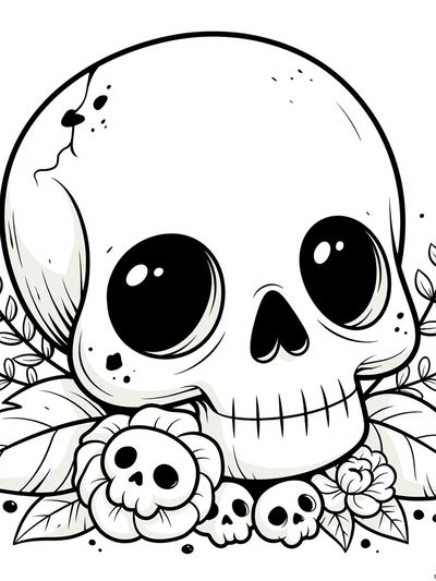 Cute Skull Line Art Poster.