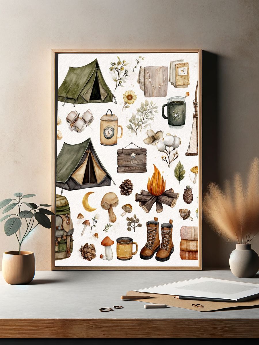Camping Adventure Watercolor Print. — room view 2