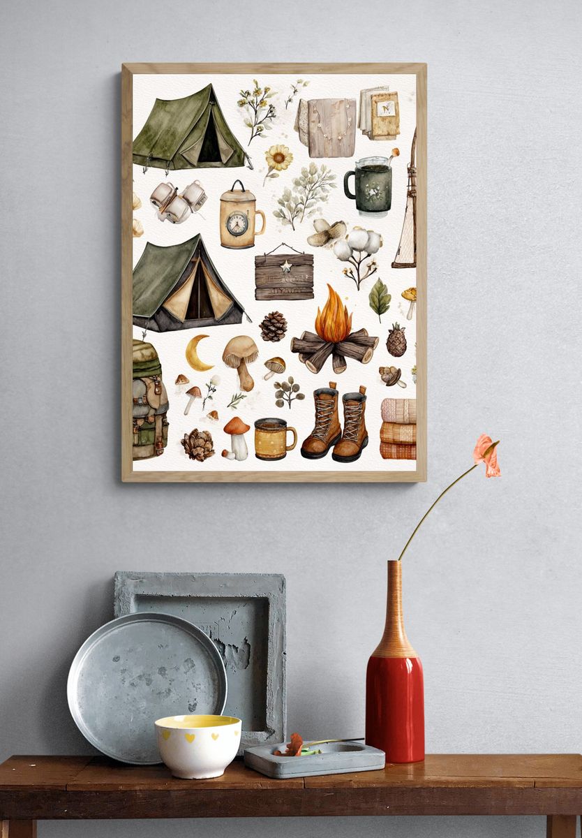 Camping Adventure Watercolor Print. — room view 3