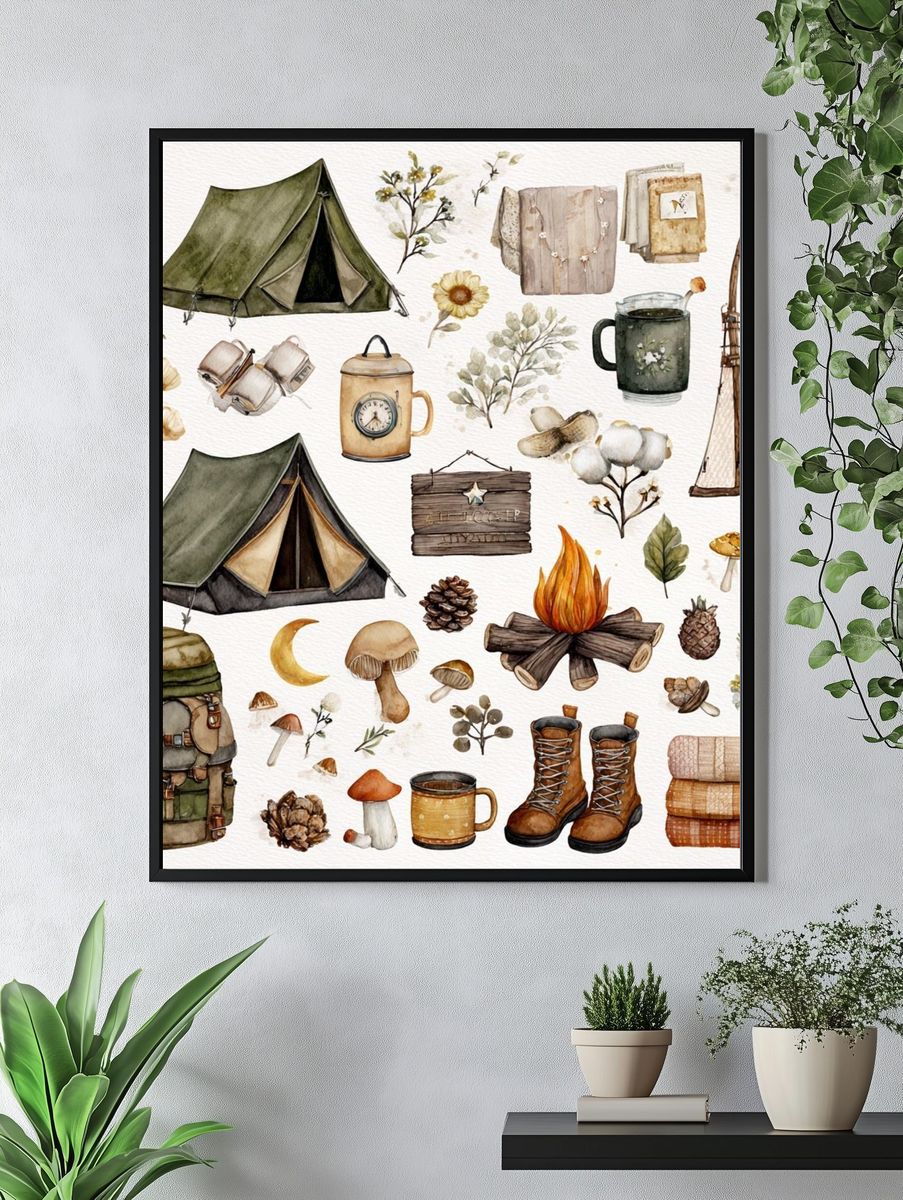 Camping Adventure Watercolor Print. — room view 4