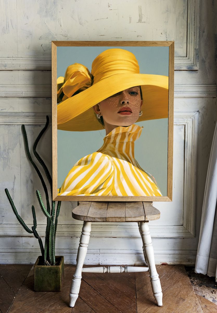 Yellow Hat Fashion Illustration Poster. room preview