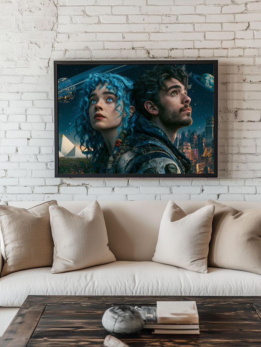 Cosmic Duo Sci-Fi Poster. room preview