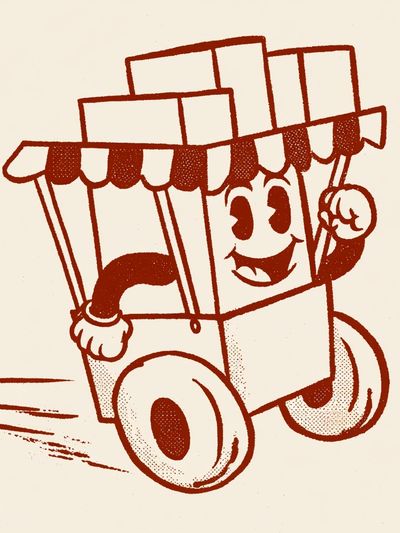 Cartoon Box Car Illustration Poster. poster