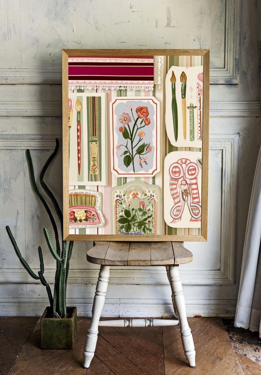 Floral Paintbrush Still Life Poster. room preview