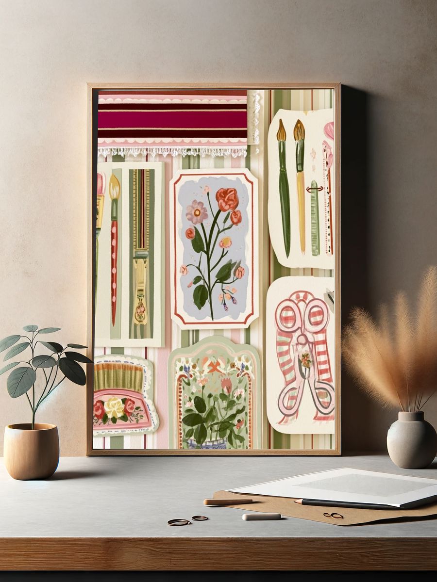 Floral Paintbrush Still Life Poster. — room view 2