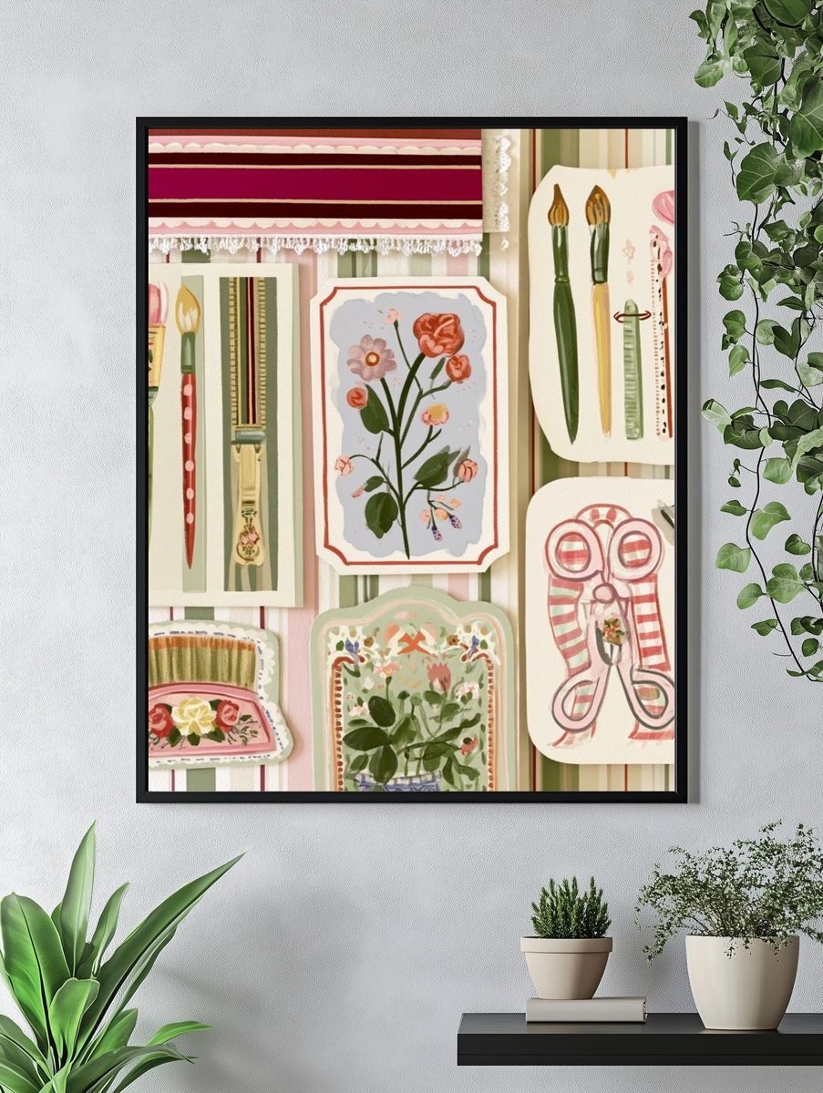Floral Paintbrush Still Life Poster. — room view 4