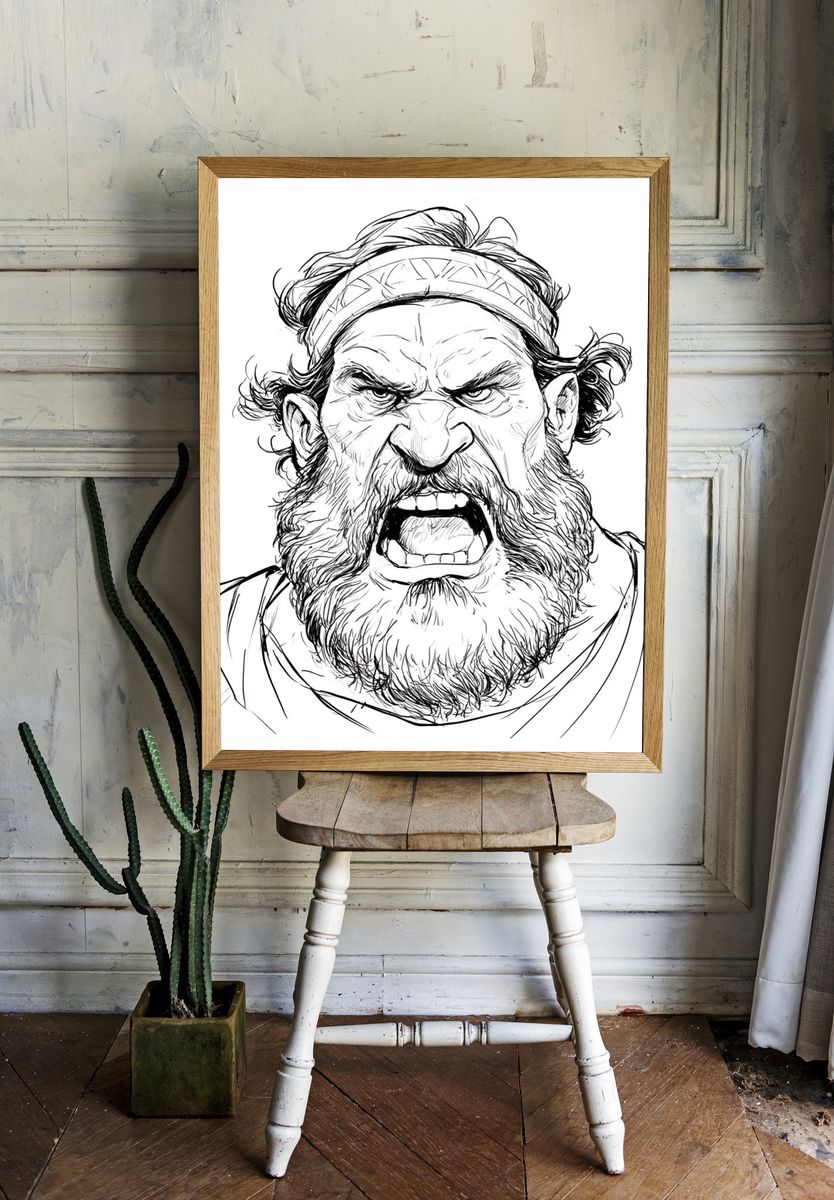 Fierce Warrior Portrait Print. room preview