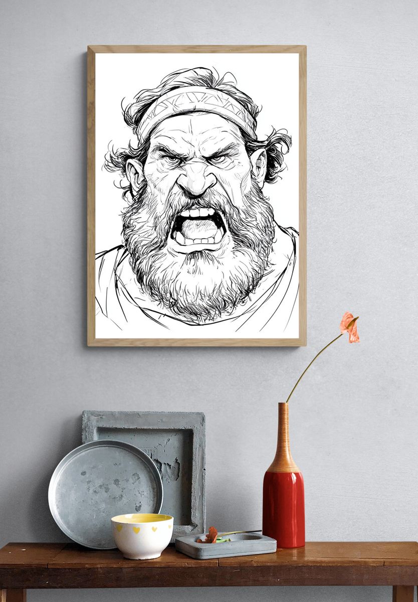 Fierce Warrior Portrait Print. — room view 3