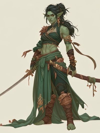 Green Fantasy Warrior Illustration Poster.