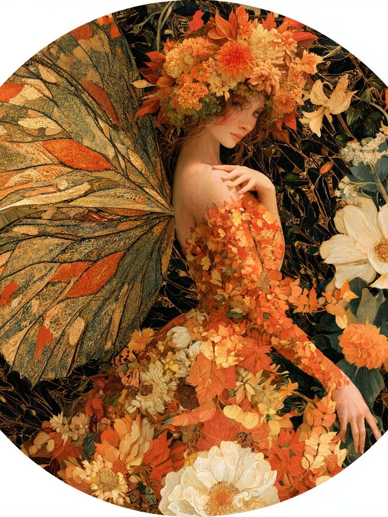Floral Fairy Portrait Print. poster — illustration art