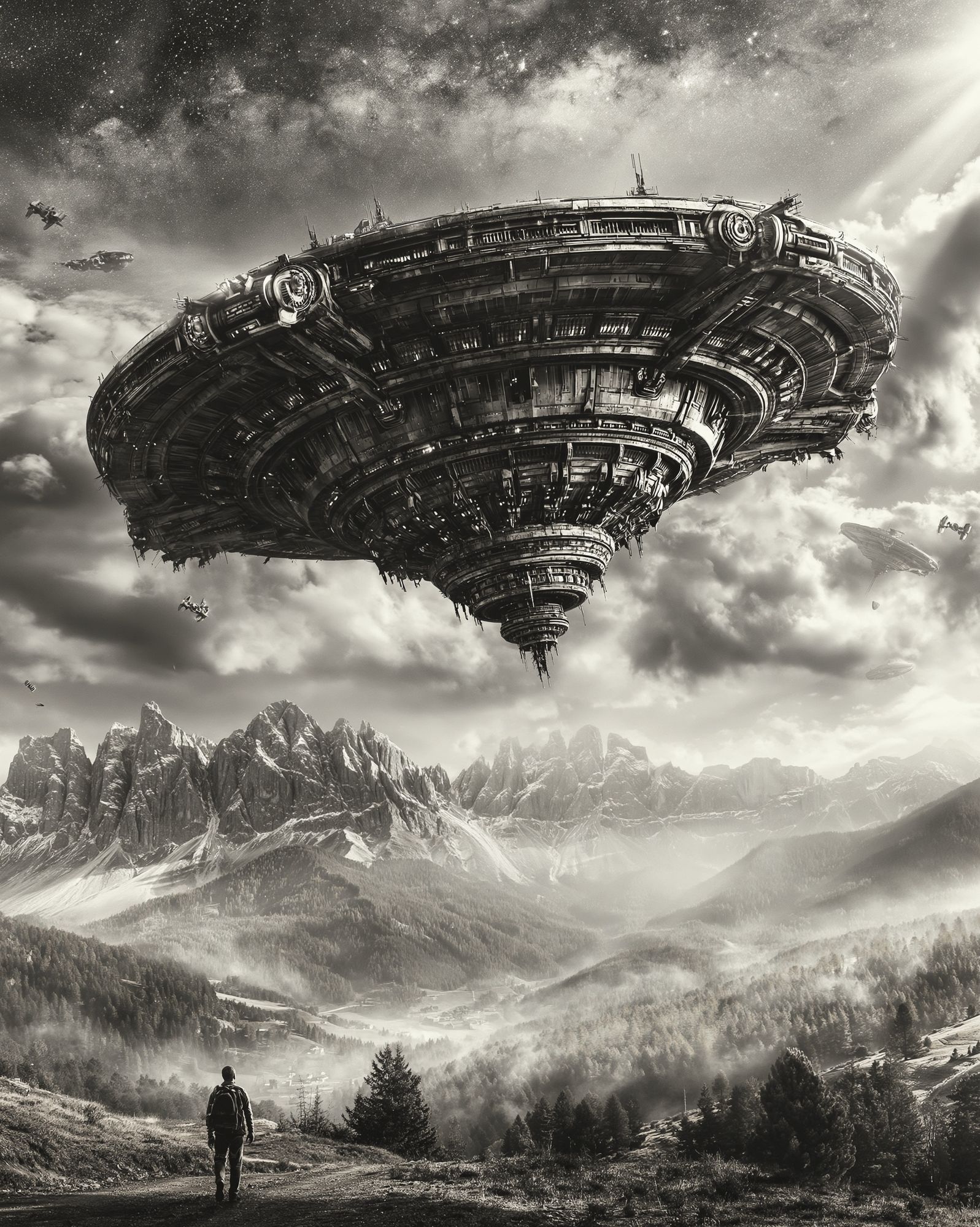 Alien Sky Over Mountains Print. poster detail