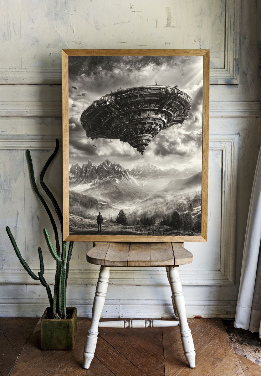 Alien Sky Over Mountains Print. — room view 1
