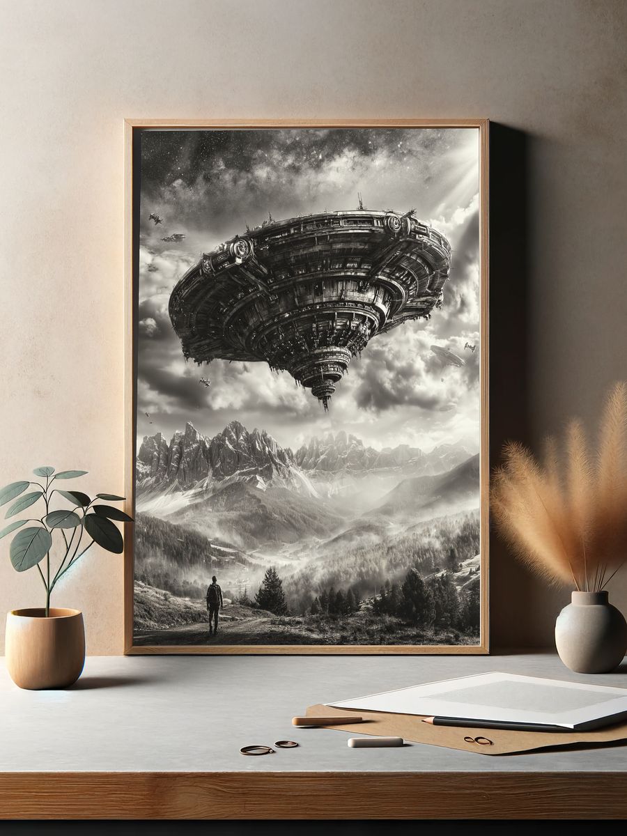 Alien Sky Over Mountains Print. — room view 2