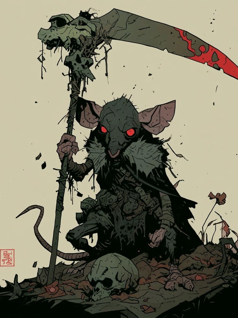 Grim Reaper Rat Illustration Poster. poster — illustration art