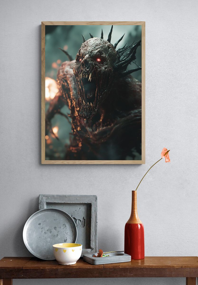 Demonic Skull Horror Poster. — room view 3